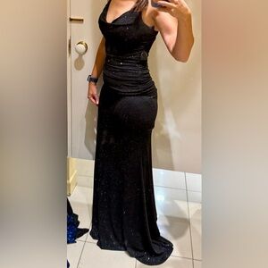 Windsor Formal Black Sparkle Maxi Dress